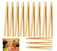 Pince Grille Pain 12PCS, 17.8 cm Pinces à Pain de Bois Pinces de Cuisine Réutilisables,Résistant aux Températures élevées,Structure Antidérapante et Rebond pour Cuisson, Pain,Thé aux, Fruits