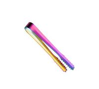 Pince Inox Cuisine Lot de 2 ou 4 mini pinces à glace en acier inoxydable doré, sucre, glaçons, accessoires cuisine, pince service métal for barbecue, 14,5 cm pour cuisine(Rainbow,2Pieces)