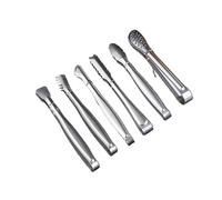Pince Inox Cuisine Lot de 6 pinces à aliments en acier inoxydable for griller la viande, mini-cube sucre, glaçons, service for buffet, accessoires cuisine pour cuisine(6pcs-Matte)
