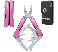 Pince Multifonction En Acier Inoxydable 16 En 1 Avec Structure Autoverrouillée, Couteau Multifonction Avec Etui Pince Scie Tournevis Lime Couteau Ouvre-Boîte (Rose)