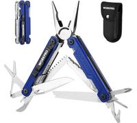 Pince Multifonction en Acier Inoxydable 18 en 1 WORKPRO, Outil Multifonction avec Sac, Multitool Couteau Scie Tournevis Ouvre-Boîte pour Extérieur, Camping, Randonnée, Réparation (Bleu)