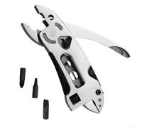 Pince multifonction en acier inoxydable avec sept fonctions dont pince coupante et tournevis pour le camping, la randonnée, la pêche, équipement de survie en plein air, design pliable argenté avec