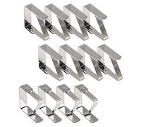 Pince Nappe Exterieur, Pince Nappe de Table, 12 Pinces à Nappe en Acier Inoxydable, Nappe Clips Anti-Glissant Fixer Nappe pour Table d'Épaisseur 10-30 mm