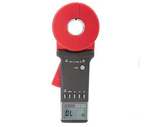 Pince numérique sur testeur de résistance à la terre au sol Jauge de continuité électrique avec affichage LCD portable avec boîte en aluminium de stockage de données (bouche ronde)