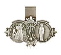 Pince Pare-Soleil Saint Christophe - Double Rond 7,056cm | Médaille Saint Christophe | Médaille Religieuse Pour Voiture, Protection Auto, Bénédiction Spirituelle, Sécurité Voyage Et Décoration Véhicul