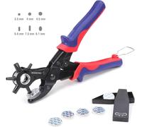 WORKPRO Pince Perforatrice avec 6 Tailles de Poinçon Interchangeables pour Tissu, Ceinture en Cuir, Sac, Plastique, Papier