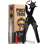 Pince Perforatrice Cuir [ENSEMBLE COMPLET] Trous Perforateurs pour Ceintures, Cuir, Bracelets, Projets de Bricolage et d'Artisanat. Pince à Poinçon Perforatrice Robuste, Trous Tailles Multiples NOIRE