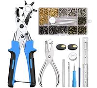 Pince Perforatrice, Kamtop Outil de Perforation de Ceinture Robuste avec 240 Rivets en Cuir Pince Perforatrice Cuir 6 Tailles de Poinçon Rotative Poinçon À Ceinture Professional avec Tige de Meulage