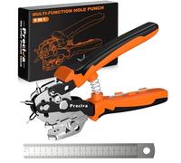 Pince Perforatrice Rotatif pour Cuir, Preciva Pince à Oeillet/Perforateur à Ceinture 6 Tailles, Outil de Perforation avec Règle pour Cuir, Ceinture (Orange)