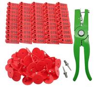Pince pour étiquettes auriculaires pour la gestion du bétail pour bovins, cochons, chèvres, moutons et agneaux, cadre en alliage d'aluminium et design robuste (rouge)