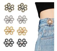 Pince Pour Pantalon Trop Large, boutons à fleurs, épingles pour jeans amples, boucles de taille réglables, sans couture, serre-taille réutilisable (8pcs)