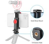 Pince pour support de téléphone, adaptateur rotatif à monture clip avec monture de sabot de flash 1/4 pouce, pivotant à 360 degrés pour microphone de smartphone, lumière LED, enregistrement vidéo