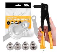 Pince Riveteuse 4 Têtes 2,4-4,8 mm Ensemble Machine Pistole Rivets 50x Aveugles 3,2x6 mm Aluminium Pop Résistante Professionnelle Bricolage Utilisation Durable