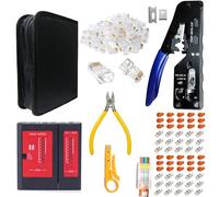 Pince RJ45, Kit D'outils Réseau, kit de Pinces à Sertir RJ45 Avec 50 Connecteurs Cat6/30 Cat7/Cat6a, Kit D'outils de Test Réseau, Pince à Dénuder pour RJ45/RJ11/RJ12