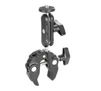 Pince robuste à deux joints à rotule pour gréements de caméra - Réglage rapide du positionnement sur tige stabilisatrice de 13 à 50 mm - Support de caméra en alliage d'aluminium