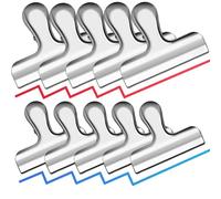 Pince Sachet Alimentaire Pince Papier 10 Pièces(5 Pièces 5,5cm + 5 Pièces 7,6cm) Pinces à Limes en Métal Argenté Bureau Domicile Fournitures