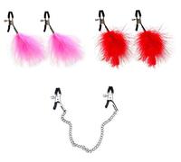 Pince seins pince tétons accessoires sexy jeux SM sexy clip bondage (Plume Rose)