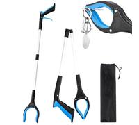 Pince Telescopique avec Crochet Magnétique,Pince Ramasse Objet,Ramasseur de Déchets,Outils de Ramassage pour Déchets de Jardin,Pliable 360° Tête Rotative,Léger et Pratique,Bleu
