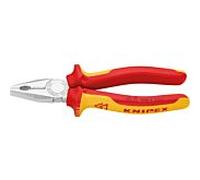 KNIPEX Pince universelle chromée isolées par gaines bi-matière, certifiées VDE 180 mm, 03 06 180