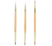 Pinceau à Dessin pour Nail Art Double Tête 3 Pièces en Bois
