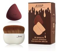 Pinceau à fond de teint avec éponge de maquillage, adapté au fond de teint liquide, à la crème pour le visage