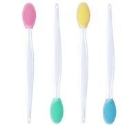 Pinceau a Lèvres Exfoliant, 4 Pcs Pinceaux à Lèvres Double Face en Silicone, Pinceau à Lèvres Exfoliant en Silicone Double Face, Pinceau pour Enlever les Points Noirs du Nez