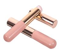 Pinceau à Lèvres Rose en Silicone, Lot de 2, à Tête Ronde | Application Précise du Contour, Format Compact, Métal et Bois, pour Gloss et Lignes Nettes
