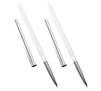 Pinceau à Ongles Liner Triangulaire Blanc en Acrylique, Lot de 2 | Pointe Fine, Prise Ergonomique et Stable, pour Motifs Précis, Maison, Pratique du Nail Art, Ongles Acryliques