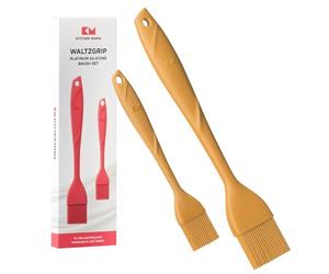Pinceau à pâtisserie en Platinum Silicone Kitchen Mama WALTZGRIP, Jaune | Lot de 2, résistants à la chaleur, pour la cuisine, les grillades