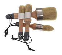 Pinceau à peinture à craie pour meubles, petit pinceau cire ovale rond avec poils naturels pour peinture la craie, pochoirs, artistes 4 pièces