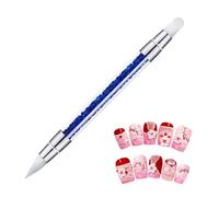 Pinceau À Vernis À Ongles En Silicone - Pinceau De Manucure Professionnel Double Embout | Stylo Sculpter Le Vernis Ongles En Silicone Avec Strass Pour Femmes Et Filles, Salon De Coiffure (Bleu)
