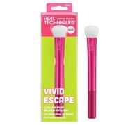 Pinceau blush Vivid Escape 421 Color Pop de Real Techniques, édition limitée. Forme arrondie et douce qui ramasse et étale délicatement la formule sur les joues. Sans cruauté et végétalien. Polyester
