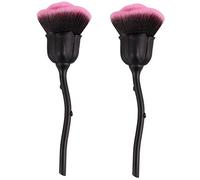 Pinceau de maquillage 2 pièces en forme de Rose brosse à poussière pour ongles longue poignée maquillage doux poudre libre Blush brosse doux Nail Art brosse