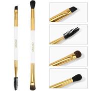Pinceau De Maquillage 2 Pièces Professionnel Brosse À Sourcils Et En Spirale Double Extrémité Avec Pinceaux Maquillages Yeux(Blanc Et Doré)