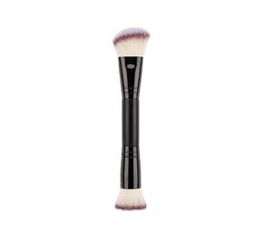 Pinceau de maquillage à double extrémité - Caractéristique à long manche, appareil manuel externe de 6 pouces, composant d'entretien angled durable, fixation synthétique or noir robust | Outil