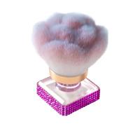 Pinceau de maquillage compact pour nail art avec poignée en strass, multifonction, poudre libre, fond de teint, blush, facile à nettoyer, poils denses pour une utilisation polyvalente, rose rouge