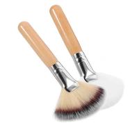 Pinceau de Maquillage en Bois Grand Format Éventail 2 Pièces | Nylon Doux, sans Perte de Poils, Estompage Précis, Usage Maquillage pour Femmes et Filles