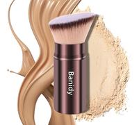 Pinceau de maquillage Kabuki rétractable de voyage - Pinceau Kabuki portable sans défaut pour fond de teint, poudre, poudre bronzante, polissage, liquide, crème, sans cruauté envers les animaux avec