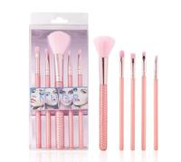 Pinceau De Maquillage Portable 5 PièCes Pinceaux De Maquillage Pour Les Yeux En Poils Souples Pinceau Anti-Cernes Pour DéButante Pinceau Fard à Joues Pinceau Ombres à PaupièRes (Rose)