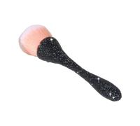 Pinceau de maquillage pour application de poudre libre, manche en argile avec poils en fibre, grand pinceau à poudre de 5 x 20 cm pour fixer, fard à joues et poussière d'ongles - Noir