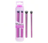 Pinceau de maquillage Real Techniques Eye Shade & Blend Duet, pour l'ombre à paupières et le liner, outils de maquillage pour façonner et soigner les sourcils, look de maquillage défini, végétalien &,