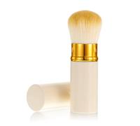 Pinceau de maquillage rétractable blanc pour joues avec couvercle, pinceaux Kabuki portables pour poudre, fond de teint, blush, bronzant, polissage, crème liquide, surligneur, poudre impeccable
