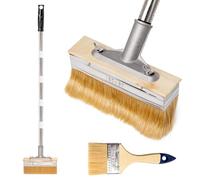 Pinceau de peinture de 17,8 cm avec long manche pour taches de bois, huiles, peintures de terrasse, revêtements de terrasse, meubles muraux de clôture, petit pinceau inclus