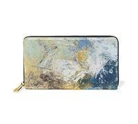 Pinceau De Peinture De Modèle De Rendu Portefeuille Zipper Long Bourse en Cuir Véritable avec Titulaire de la Carte de Crédit pour Téléphone Femmes Fille Hommes