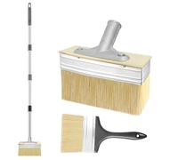 Pinceau de terrasse de 17,8 cm avec manche long de 15,4 cm, applicateur de tache de pont avec pinceau de 10,2 cm pour sols en bois, meubles muraux de clôture, teintures à l'huile, peintures de
