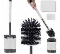 Pinceau de toilette antibactérien en silicone avec un support blanc de 42 cm