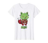 Pinceau Fox Frankenstein Halloween T-Shirt Graphique avec Valeur, Femme, Blanc, S