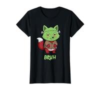 Pinceau Fox Frankenstein Halloween T-Shirt Graphique avec Valeur, Femme, Noir, L