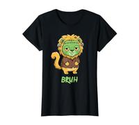 Pinceau Lion Frankenstein Halloween T-Shirt Graphique avec Valeur, Femme, Noir, XS