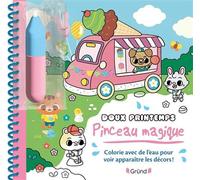 Grund – Livre de coloriages magiques à l'eau Pinceau magique Doux printemps, avec pinceau 3+
